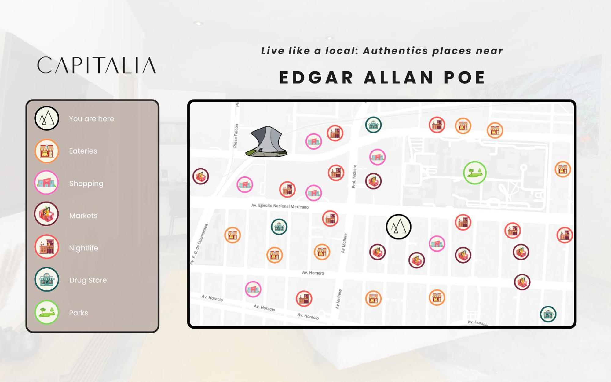 Capitalia - Luxury Apartments - Edgar Allan Poe Мексико Сити Екстериор снимка